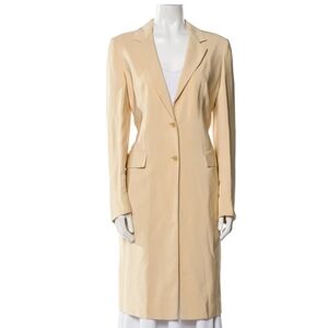 Jones New York Coat Womens 8 Beige Lined Trench Pockets Long Button Strech